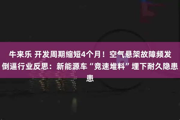 牛来乐 开发周期缩短4个月！空气悬架故障频发倒逼行业反思：新能源车“竞速堆料”埋下耐久隐患