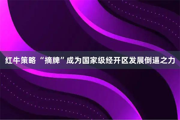 红牛策略 “摘牌”成为国家级经开区发展倒逼之力